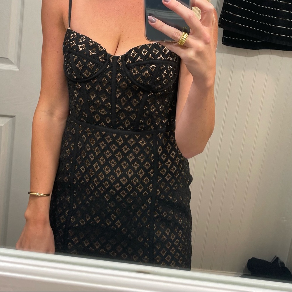 Bardot lace midi dress black, worn once
